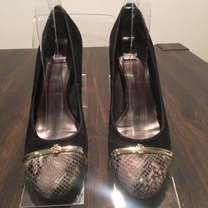 Tory Burch Pacey Cap Toe pump suede& leather pumps